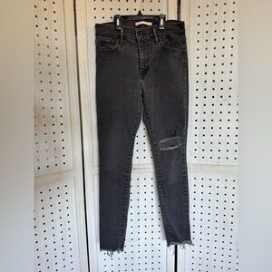 Levi's Charcoal Skinny Jeans with Distressed Patch